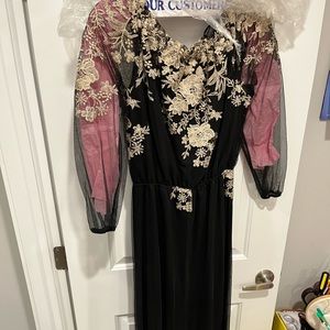 Embroidered off the shoulder evening gown! Worn once and dry cleaned.
